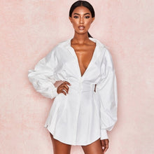 Charger l'image dans la galerie, Office Lady Women Femal Ladies Long Sleeve Deep V Shirt Dress Sexy Mini Beach Dress Elegant Sexy Party Dress New