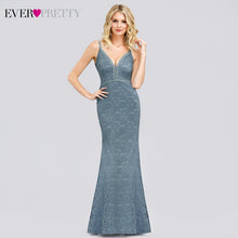 Charger l'image dans la galerie, Sexy Blue Lace Evening Dresses Ever Pretty EP00846 V-Neck Sleeveless Spaghetti Straps Illusion Mermaid Party Gowns Abendkleider