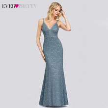 Charger l'image dans la galerie, Sexy Blue Lace Evening Dresses Ever Pretty EP00846 V-Neck Sleeveless Spaghetti Straps Illusion Mermaid Party Gowns Abendkleider