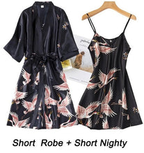 Charger l'image dans la galerie, Women Rayon 2PCS Robe Set Bride Bridesmaid Wedding Robe Gown Lace Sexy Kimono Bathrobe Night Dress Casual Nightgown Sleepwear