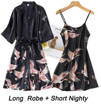 Charger l'image dans la galerie, Women Rayon 2PCS Robe Set Bride Bridesmaid Wedding Robe Gown Lace Sexy Kimono Bathrobe Night Dress Casual Nightgown Sleepwear