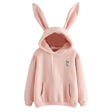 Charger l'image dans la galerie, QRWR 2020 Autumn Winter Women Hoodies Kawaii Rabbit Ears Fashion Hoody Casual Solid Color Warm Sweatshirt Hoodies For Women