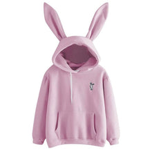 Charger l'image dans la galerie, QRWR 2020 Autumn Winter Women Hoodies Kawaii Rabbit Ears Fashion Hoody Casual Solid Color Warm Sweatshirt Hoodies For Women