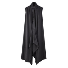 Charger l'image dans la galerie, [EAM] Women Blac Irregular Bandage Long Shirt Dress New Lapel Sleeveless Loose Fit Fashion Tide Spring Summer 2020 1T75601

