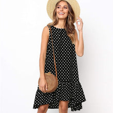 Charger l'image dans la galerie, Lossky Women Summer Dress Polka Dot Chiffon Sleeveless Beach Mini Casual Yellow Sundress 2020 Fashion Plus Size Dress For Women
