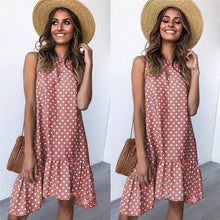 Charger l'image dans la galerie, Lossky Women Summer Dress Polka Dot Chiffon Sleeveless Beach Mini Casual Yellow Sundress 2020 Fashion Plus Size Dress For Women
