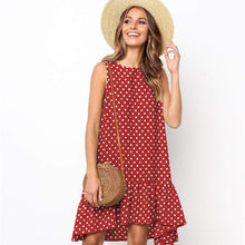 Charger l'image dans la galerie, Lossky Women Summer Dress Polka Dot Chiffon Sleeveless Beach Mini Casual Yellow Sundress 2020 Fashion Plus Size Dress For Women
