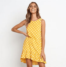 Charger l'image dans la galerie, Lossky Women Summer Dress Polka Dot Chiffon Sleeveless Beach Mini Casual Yellow Sundress 2020 Fashion Plus Size Dress For Women
