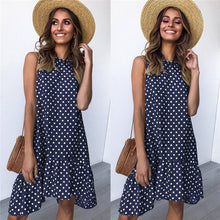 Charger l'image dans la galerie, Lossky Women Summer Dress Polka Dot Chiffon Sleeveless Beach Mini Casual Yellow Sundress 2020 Fashion Plus Size Dress For Women
