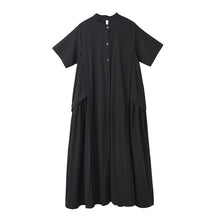 Charger l'image dans la galerie, [EAM] Women Green Brief Long Temperament Dress New Stand Collar Short Sleeve Loose Fit Fashion Tide Spring Summer 2020 1W09101
