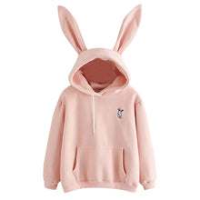 Charger l'image dans la galerie, QRWR 2020 Autumn Winter Women Hoodies Kawaii Rabbit Ears Fashion Hoody Casual Solid Color Warm Sweatshirt Hoodies For Women

