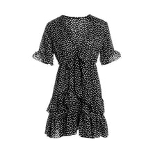 Charger l'image dans la galerie, hirigin 2020 Women Dress Boho Floral Ruffle Short Mini Dress Summer Knot Sexy V-Neck Party Holiday Dress Femme vestido de mujer
