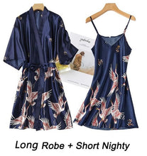 Charger l'image dans la galerie, Women Rayon 2PCS Robe Set Bride Bridesmaid Wedding Robe Gown Lace Sexy Kimono Bathrobe Night Dress Casual Nightgown Sleepwear
