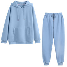 Charger l'image dans la galerie, Hoodie 2 Pieces Set Women Autumn Solid Oversized Sweatshirt Set Casual Long Sleeve Fleece Tops Long Pants Tracksuit Suit Outfits
