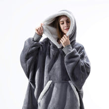 Charger l'image dans la galerie, Oversized Hoodie Blanket With Sleeves Sweatshirt Plaid Winter Fleece Gift For Women Female Sherpa Giant Moleton Sweat Femme 2021
